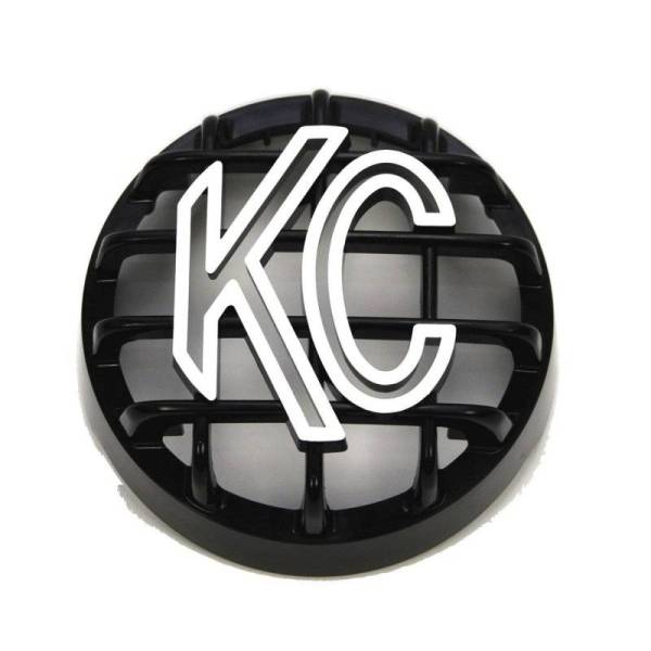 KC HiLites - KC HiLiTES 4in. Round ABS Stone Guard for Rally 400 (Single) - Black w/White KC Logo - 7219