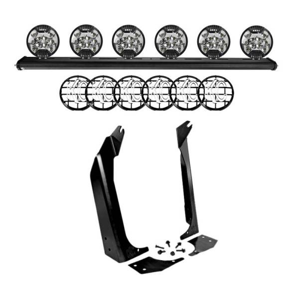 KC HiLites - KC HiLiTES 97-06 Jeep TJ 50in. Overhead Xross Bar Kit w/(6) SlimLite LED Lights - Black - 97060