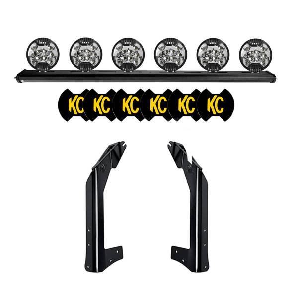 KC HiLites - KC HiLiTES 07-18 Jeep JK 50in. Overhead Xross Bar Kit w/(6) SlimLite LED Lights 300W - Black - 97063