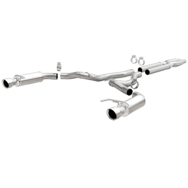 Magnaflow - MagnaFlow Cat Back, SS, 3in, Competition, Dual Split Polished 4.5in Tips 2015 Ford Mustang GT V8 5.0 - 19101