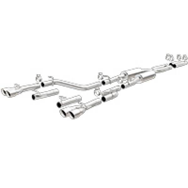 Magnaflow - MagnaFlow Cat-Back, SS, 2.5in, Quad Split Rear 3.5in Tip 2015 Dodge Challenger 3.6L V6 - 19217