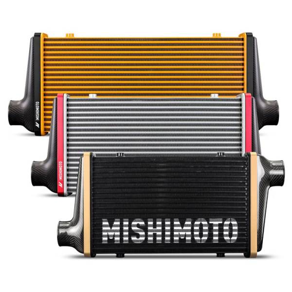 Mishimoto - Mishimoto Universal Carbon Fiber Intercooler - Gloss Tanks - 450mm Black Core - C-Flow - BK V-Band - MMINT-UCF-G4B-C-BK