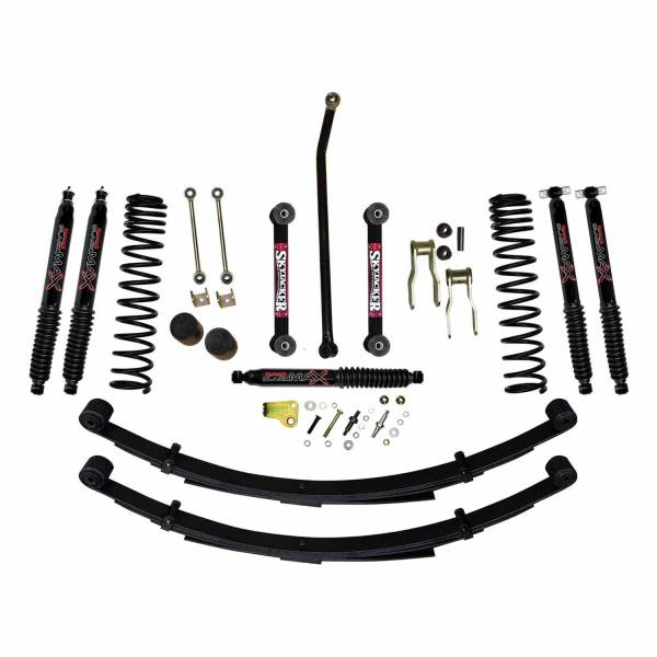 Skyjacker - Skyjacker Jeep XJ/MJ 4.5in Suspension Lift System w/ Rear Leaf Springs & Black Max Shocks - JC4558KSBLT