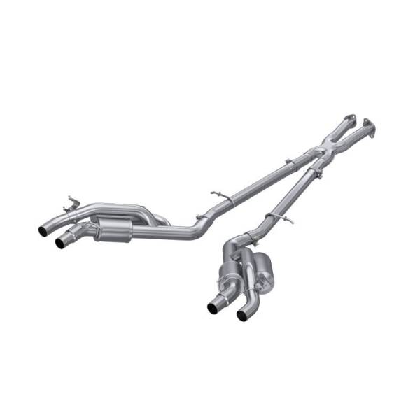 MBRP - MBRP 2022 Kia Stinger 3.3L T304 SS Cat-Back Exhaust- Dual Split Rear Quad Outlet Uses Factory Bezels - S4708304