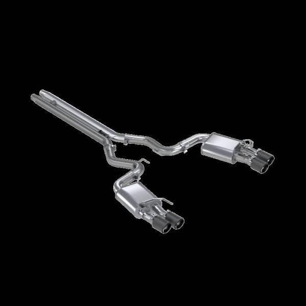 MBRP - MBRP 18-20 Ford Mustang GT 5.0 w/ Quad Tip Active Exhaust Cat Back Split Rear T304 w/ Carb Fib Tips - S72093CF