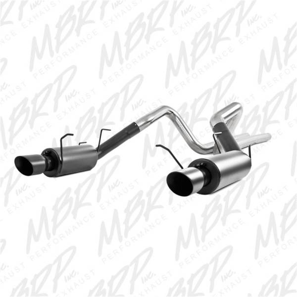 MBRP - MBRP 11-14 Ford Mustang GT 5.0L 3in Cat Back Dual Split Rear Street Version 4in Tips - Black - S7258BLK