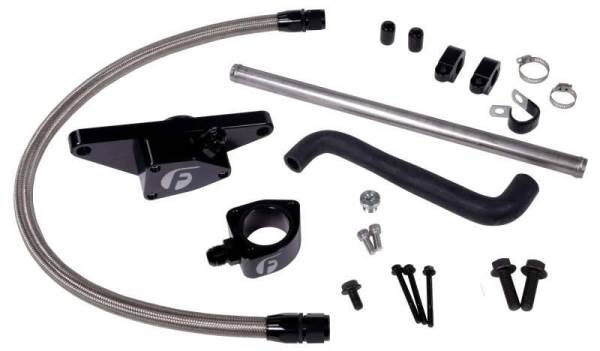 Fleece Performance - Fleece Performance 03-05 Auto Trans Cummins Coolant Bypass Kit w/ Stainless Steel Braided Line - FPE-CLNTBYPS-CUMMINS-0305-SS