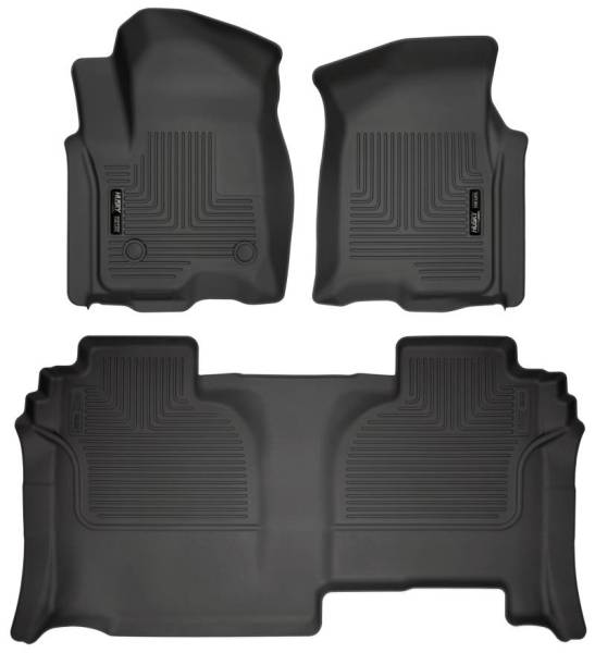 Husky Liners - Husky Liners 19-23 GMC Sierra 1500 Double Cab Weatherbeater Black Front & 2nd Seat Floor Liners - 94031