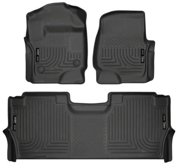 Husky Liners - Husky Liners 17-19 F-250/F-350/F-450 Crew Cab Weatherbeater Black Front & 2nd Seat Floor Liners - 94061