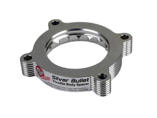 aFe - aFe 11-14 Ford Mustang/ 11-14 Ford F-150 V6 3.7L Silver Bullet Throttle Body Spacer - Silver 46-33016