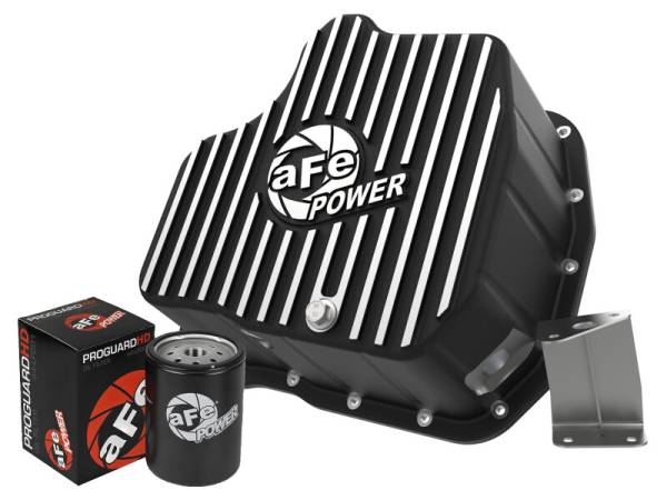 aFe - aFe POWER GM Diesel Trucks 01-10 V8-6.6L (td) Pro Series Engine Oil Pan Black w/ Machined Fins 46-71070B
