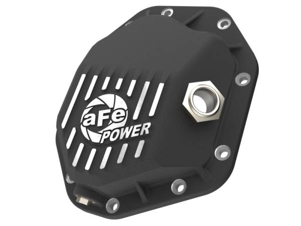 aFe - aFe 19-25 GM Trucks Front Diff Cover - Black w/ Machined Fins 46-71430B