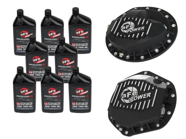 aFe - aFe Power Front/Rear Diff Cover Kit w/ Oil 03-13 Dodge L6 Trucks (AAM 9.25-14 & AAM 11.5-14) 46-7700AB