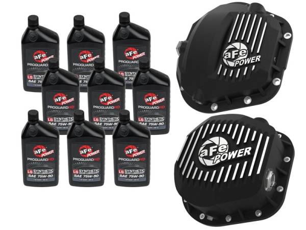 aFe - aFe Power Front/Rear Diff Cover Kit w/ Oil 17-22 Ford Diesel V8 (Dana Super 60 & Sterling 10.5-12) 46-7704AB