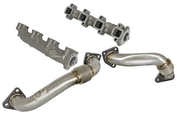 aFe - aFe 01-04 GM V8-6.6L LB7 Twisted Steel Manifold w/ Up Pipe 48-34009-PK