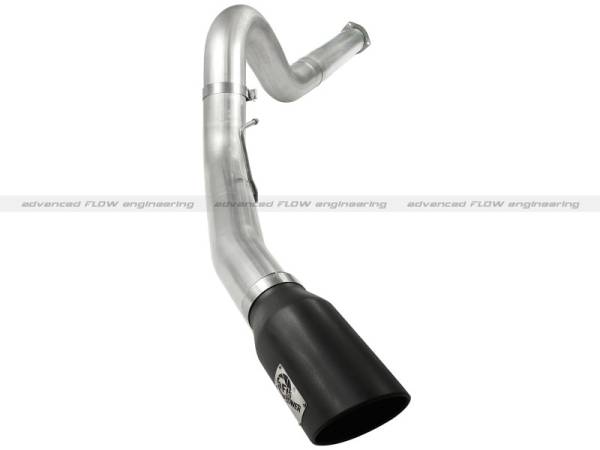 aFe - aFe Atlas 5in DPF-Back Aluminized Steel Exh Sys Ford Diesel Trucks 11-14 v8-6.7L td wrinkled blk tip 49-03055-B