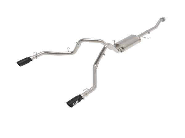 aFe - aFe Vulcan 3in 304 SS Cat-Back Exhaust 2021 Ford F-150 V6 2.7L/3.5L (tt)/V8 5.0L w/ Black Tips 49-33127-B