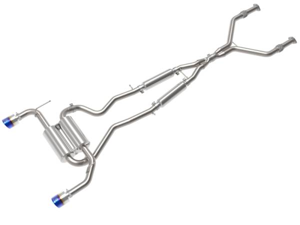 aFe - aFe 14-15 Infiniti Q50 V6 3.7L Takeda 2-1/2in 304 SS Cat-Back Exhaust System w/ Blue Flame Tips 49-36136-L