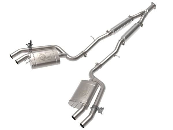 aFe - aFe Gemini XV 3in to Dual 2-1/2in 304 SS Cat-Back Exhaust w/ Cut-Out 18-21 Kia Stinger L4-2.0L (t) 49-37034