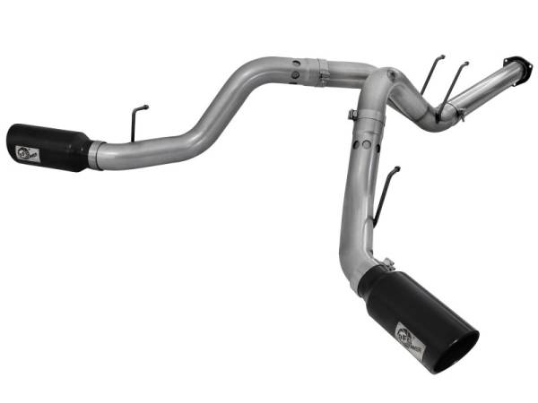 aFe - aFe Large Bore-HD 4in 409 Stainless Steel DPF-Back Exhaust w/Black Tip 15-16 Ford Diesel V8 Trucks 49-43122-B