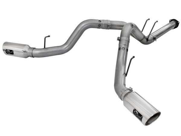 aFe - aFe Large Bore-HD 4in 409 Stainless Steel DPF-Back Exhaust w/Polished Tips 15-16 Ford Diesel Truck 49-43122-P