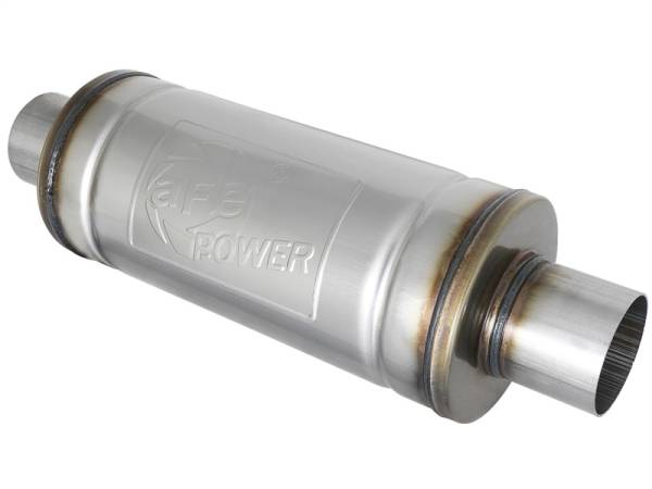 aFe - aFe MACH Force-Xp 409 SS Muffler 2-1/2in Center/Center 14in L X 6in Dia - Round Body 49M00007