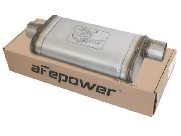 aFe - aFe MACHForce XP SS Muffler 3in Center Inlet / 3in Offset Outlet 18in L x 9in W x4in H Body 49M00020