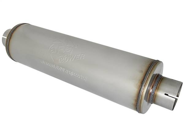 aFe - aFe MACH Force-Xp 409 SS Muffler 3-1/2in ID Center/Center x 7in Dia x 24in L - Round Body 49M00024