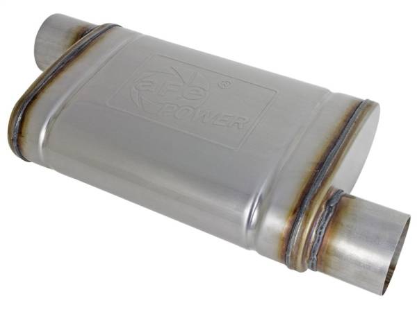 aFe - aFe MACH Force-Xp 409 SS Muffler 3in ID Offset/Offset x 4in H x 9in W x 14in L - Oval Body 49M00030