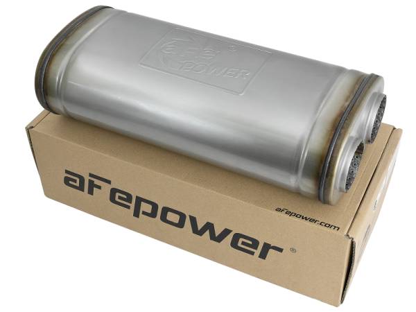 aFe - aFe MACH Force-Xp Muffler 2-1/2 IN ID Offset/Dual x 18 IN L x 8 IN W x 5 IN H - Oval Body 49M00033