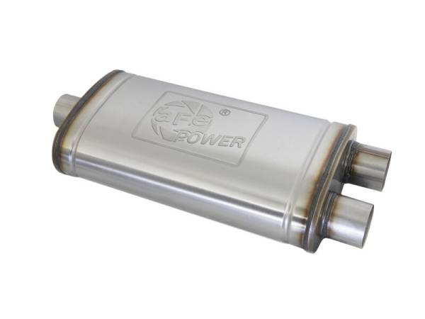 aFe - aFe MACH Force-Xp Muffler 3 IN ID Center/Dual-Outlet x 11 IN W x 6 IN H x 22 IN L - Oval Body 49M30015