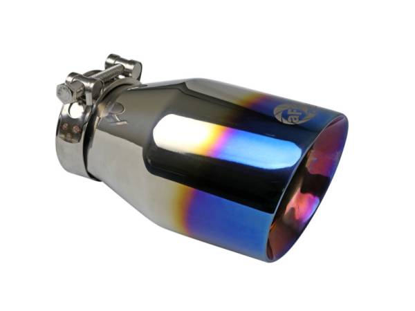 aFe - aFe Mach Force XP 304 Stainless Steel Clamp-On Exhaust Tip 2.5in Inlet / 4in Outlet - Blue Flame 49T25404-L071