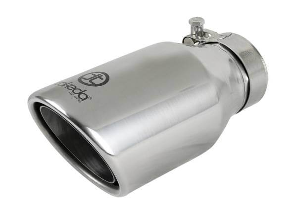 aFe - aFe Takeda 304 Stainless Steel Clamp-On Exhaust Tip 2.5in. Inlet / 4in. Outlet / 8in. L - Polished 49T25404-P08