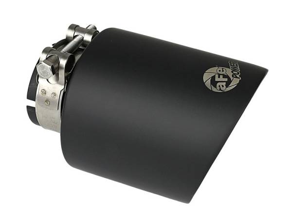 aFe - aFe Takeda 304 SS Clamp-On Exhaust Tip 2.5in. Inlet / 4.5in. Outlet / 7in. L - Black 49T25454-B072
