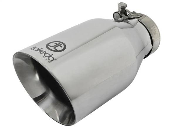 aFe - aFe Takeda 304 Stainless Steel Clamp-On Exhaust Tip 2.5in. Inlet / 4.5in. Outlet / 9in. L - Polished 49T25454-P09