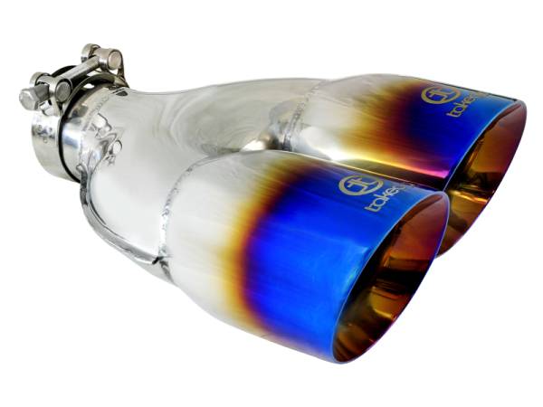aFe - aFe Takeda 2.5in 304 Stainless Steel Clamp-on Exhaust Tip Passenger Side 2.5in Inlet 4inDual - Blue 49T25484-L121