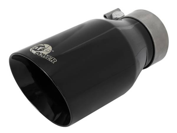 aFe - aFe MACH Force-Xp Univ 304 SS Double-Wall Clamp-On Exhaust Tip - Black - 3in Inlet - 4.5in Outlet 49T30454-B092