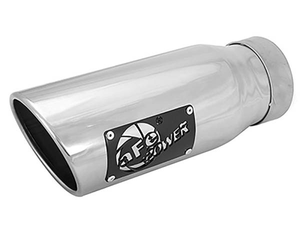 aFe - aFe MACH Force-Xp Universal Exhaust Tip 3-1/2Inlet x 4-1/2IN Outlet x 12IN L Polished Left Side Exit 49T35452-P12