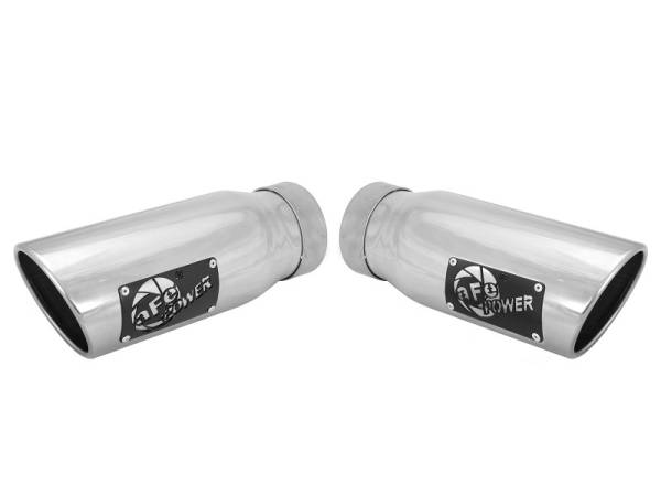 aFe - aFe MACHForce-XP 304 Stainless Steel Polished Exhaust Tip 3.5in x 4.5in Out x 12in L Clamp-On 49T35456-P12