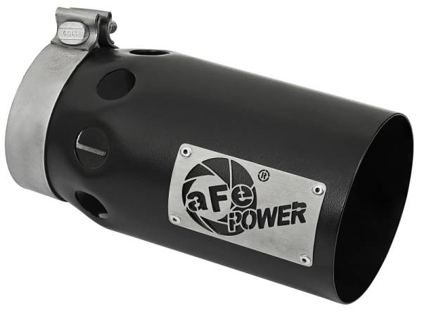 aFe - aFe Rebel XD Series Universal Exhaust Tip 4 IN Inlet x 5 IN Outlet x 10 IN L- Black Right Side Exit 49T40501-B10