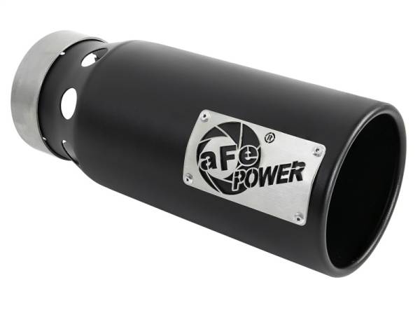 aFe - aFe SATURN 4S 4in SS Intercooled Exhaust Tip - Black 4in In x 5in Out x 12in L Bolt-On 49T40501-B122