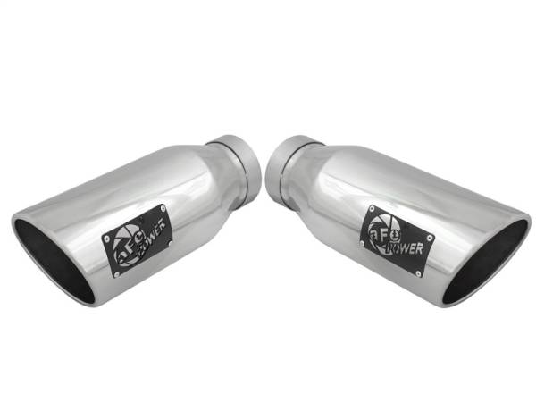 aFe - aFe MACH Force-XP 304 SS Single Wall Polished Exhaust Tip Pair 4in Inlet x 6in Outlet x 15in L 49T40606-P15