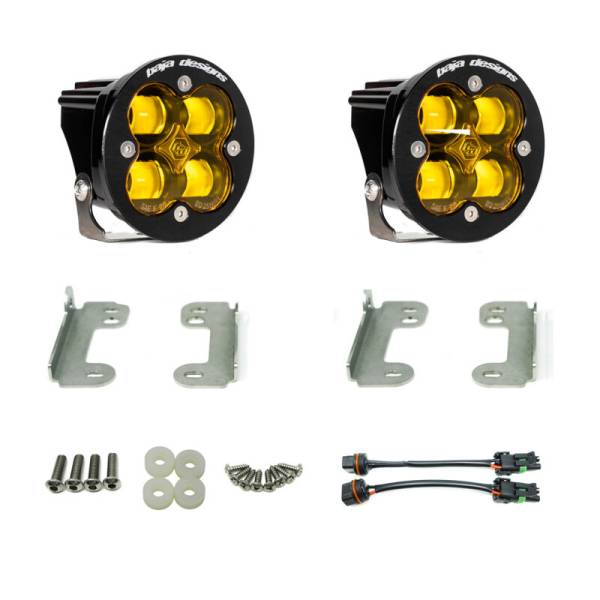 Baja Designs - Baja Designs 07-09 Wrangler JK w/OE Bumper Squadron R SAE Fog Pocket Kit - Amber 448143