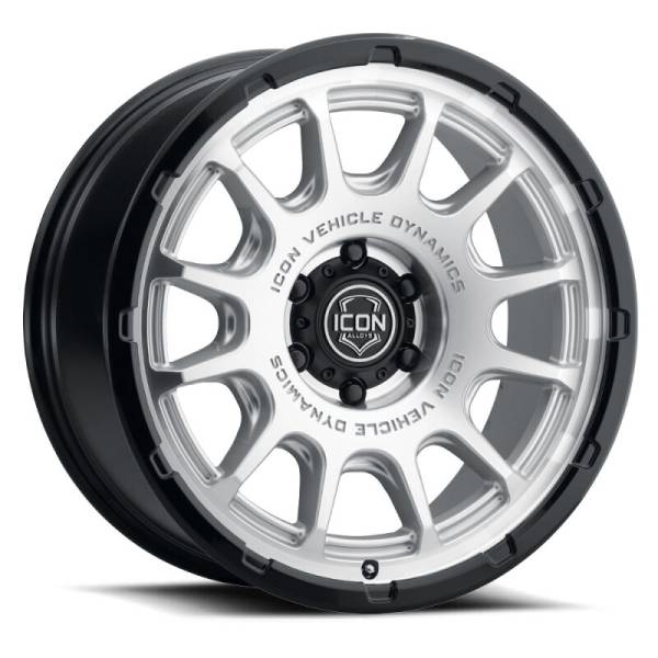 ICON - ICON Alloys Rancho 20x9 / 6x5.5 / 0mm / 5in BS Silver Machined w/ Gloss Black Lip Wheel 8420908350SMGB