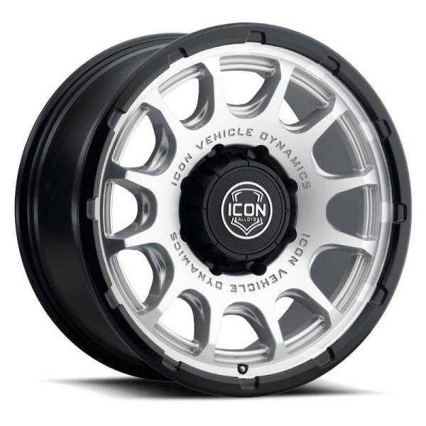 ICON - ICON Alloys Rancho 20x9 / 8x180 / 12mm / 5.5in BS Silver Machined w/ Gloss Black Lip Wheel 8420908955SMGB