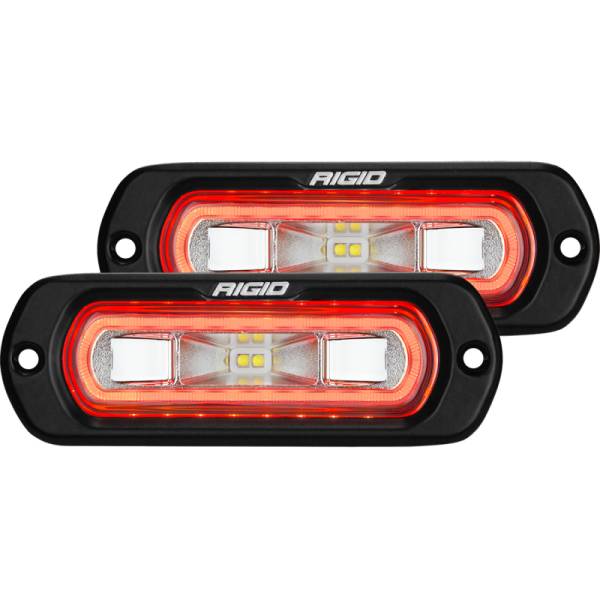RIGID Industries - Rigid Industries SR-L Series Flush Mount LED Spreader Pair w/ Red Halo - Universal 53222