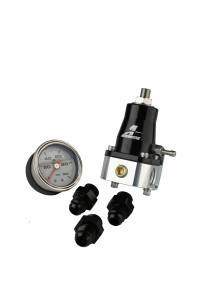 Aeromotive Fuel System Regulator Kit - (1)13129 EFI Bypass Regulator, (3)15606 Fittings, (1)15633 Gauge 13130