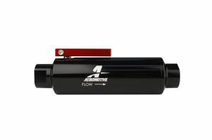 Aeromotive Fuel System Filter w/ Shutoff Valve, In-Line, AN-10, 100 micron stainless element, Black 12331