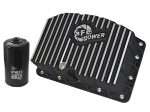 AFE Pro Series Engine Oil Pan Black w/Machined Fins; 11-16 Ford Powerstroke V8-6.7L (td) - 46-70322