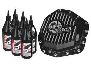 aFe Power Rear Diff Cover Black w/Machined Fins 17-19 Ford 6.7L (td) Dana M300-14 (Dually) w/ Oil - 46-70382-WL